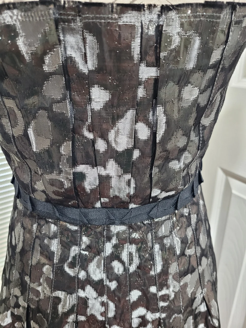 Tory Burch Rennie Black and Silver Metallic Animal-Print Cocktail Dress